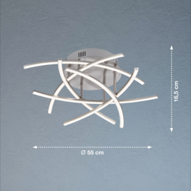 Fischer & Honsel plafondlamp Cross led, mat nikkel