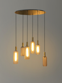 Light trend hanglamp Bottle, 6-lichts ovaal goud
