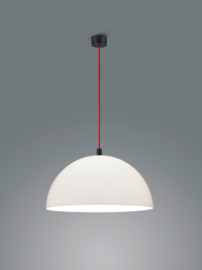 Helestra  hanglamp Doro , rode pendel met witte acryl kap 50 cm