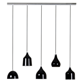 Linea verdace hanglamp  Vintage, 5-lichts hoogglans zwart