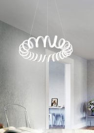 Trio lighting hanglamp Curl led, mat zwart met switch dimmer