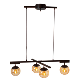 By Rydéns hanglamp Labelle, zwart met amber glas incl. ledbron