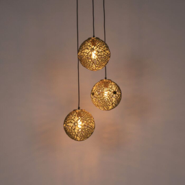 Qazqa hanglamp Maro, 3-lichts goud