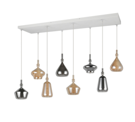 Trio lighting hanglamp Aldea, 8-lichts amber-grijsglas