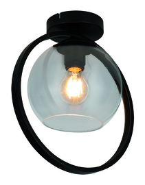 Freelight plafondlamp Aureol,  zwart met smoke glas