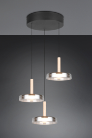 Trio lighting hanglamp Celeste led, 3-lichts zwart met switch dimmer