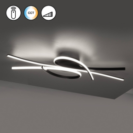 Fischer & Honsel plafondlamp Biba led, mat zwart incl. afstandsbediening