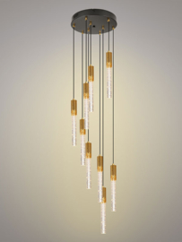 Light trend hanglamp Kiki, 9-lichts zwart-goud rond
