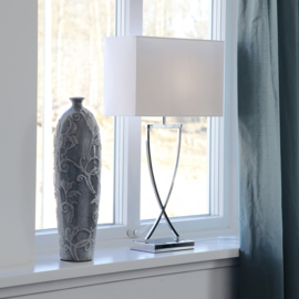 Tafellamp Omega 69 cm hoog, chroom - wit incl. licht bron