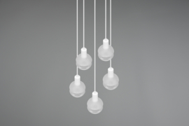 Trio lighting hanglamp Mela, 5-lichts wit met glas