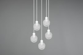 Hanglamp Mela, 5-lichts wit met glas