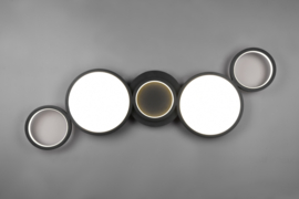 Trio lighting plafondlamp Salsa led, zwart rond incl. switch dimmer
