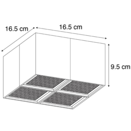 Qazqa plafondspot  Qubo Honey vierkant, 4-lichts zwart incl. licht bron