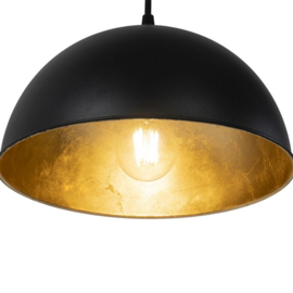Qazqa hanglamp Magnax, 3-lichts mat zwart-goldleaf