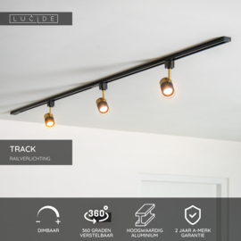 Lucide TRACK FLORIS Railspot - 1-fase Railsysteem  - 1xGU10 - zwart/goud