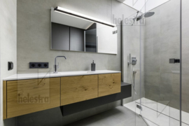 Helestra wandlamp Lado-S led,  mat zwart met acryl glas 60 cm IP44