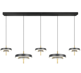 Trio lighting hanglamp Keaton led, 5-lichts zwart