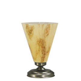 Old timer light  tafellamp Trechter, mat nikkel met hoog licht marmer glas