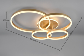 Trio lighting plafondlamp Drake led,  mat goud