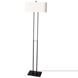 By Rydéns vloerlamp Luton, zwart met stoffen kap