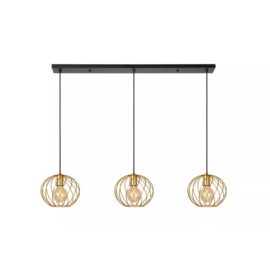 Lucide hanglamp Danza, 3 -lichts mat goud-messing
