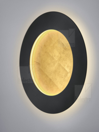Helestra wandlamp Tura led, zwart-goldleaf rond