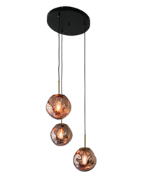 Light trend hanglamp Din EI, 3-lichts met rode kleur glas