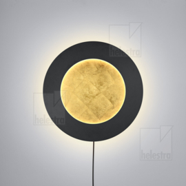 Helestra wandlamp Tura led, zwart-goldleaf rond incl. kabel