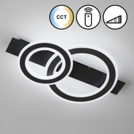 Fischer & Honsel plafondlamp Circle led, zwart incl. afstandsbediening