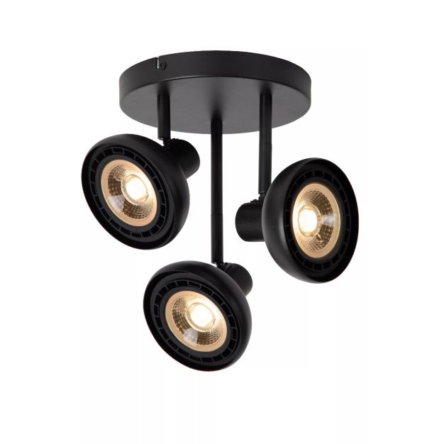 Lucide plafondspot Sensas led, 3-lichts zwart