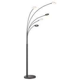 Fischer & Honsel vloerlamp Dent led, 5-lichts zwart