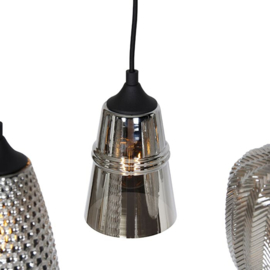 Qazqa hanglamp Hanne, 8-lichts zwart met smoke glas
