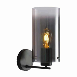 Wandlamp Ventotto, zwart met smoke glas