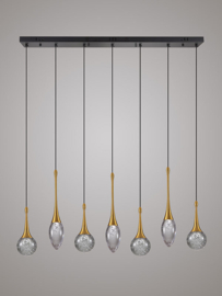 Light trend hanglamp Crystal bubble, 7-lichts goud