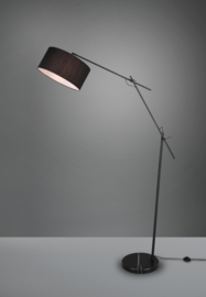 Trio lighting vloerlamp Ponte, zwart met stoffen kap zwart