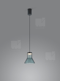 Helestra hanglamp Leto led, mat zwart met smoke glas 13 cm