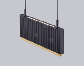 Helestra  hanglamp Kobe led, 3-lichts zwart-goud incl. casambi