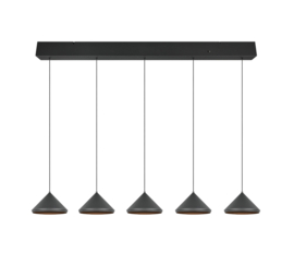 Trio lighting  hanglamp Laguna led, 5-lichts zwart