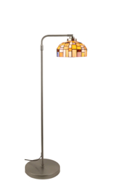 Old timer light vloerlamp Iglo, mat nikkel met tiffany color
