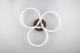 Trio lighting plafondlamp Caruso led, zwart-geborsteld aluminium incl. switch dimmer