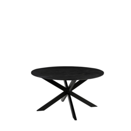 Label 51 Eettafel Otis, zwart mangohout | zwart metaal 140 cm