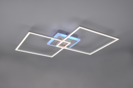 Trio lighting plafondlamp Arribo led, vierkant titaan incl. switch dimmer en afstandsbediening
