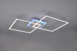 Plafondlamp Arribo led, vierkant titaan incl. switch dimmer en afstandsbediening