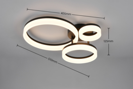 Trio lighting plafondlamp Scope led, 3-lichts zwart