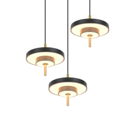 Trio lighting hanglamp Keaton led, 3-lichts zwart