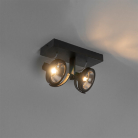 Qazqa plafondspot  Master 111, 2-lichts zwart incl. licht bron
