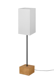 Trio lighting vloerlamp Woody, zwart met hout en wiite kap