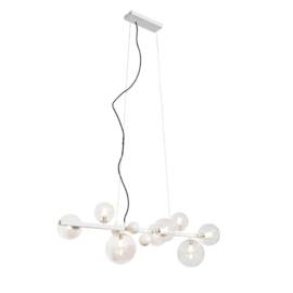 Qazqa hanglamp David, 8-lichts zwart met helder glas