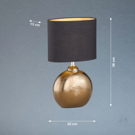 Fischer & Honsel  tafellamp Foro, antiek brons met zwarte kap