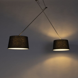 Qazqa  hanglamp Blitz 11, linnenkap zwart